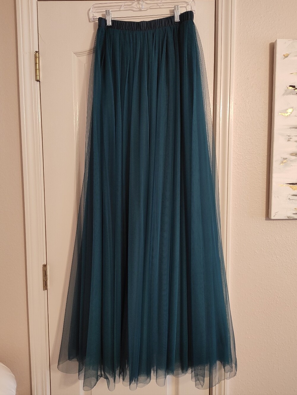 Teal Mesh Skirt (Lined) with Elastic Waistband
